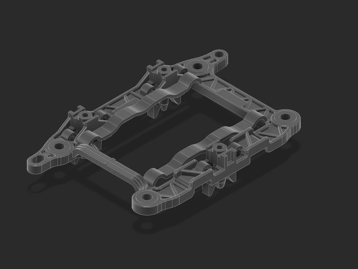 3D modelis: tvirtinimo rėmas su varžtų angomis